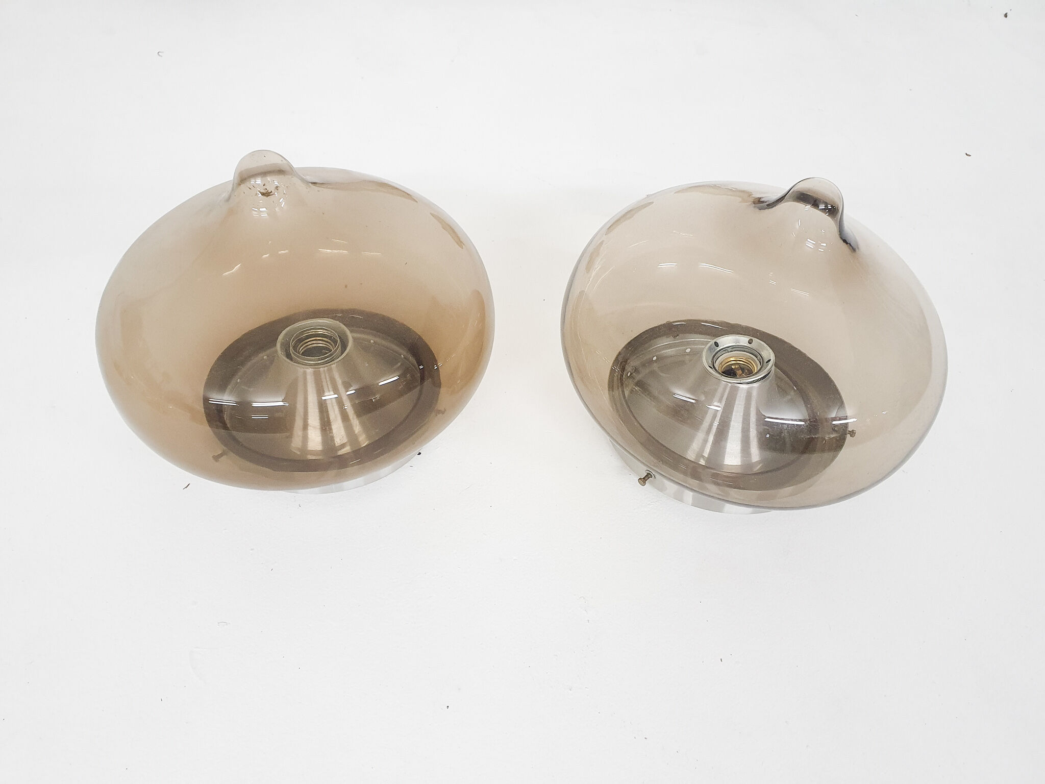 Set of two Dijkstra glass ceiling or wall lights “Drop” The Netherlands, 1960's