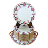 Service à dessert en porcelaine de Limoges à décor géométrique et floral