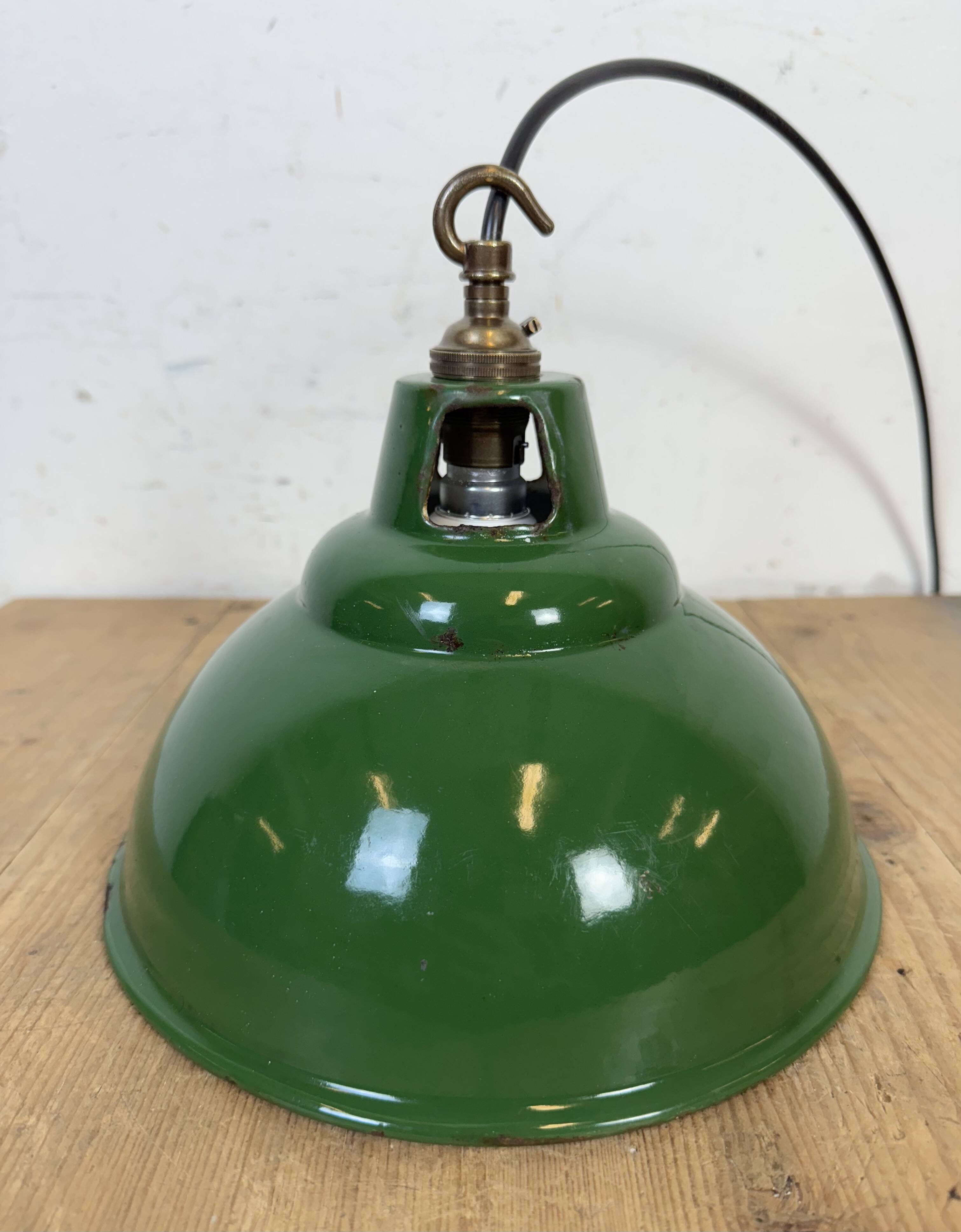 Industrial Green Enamel Factory Pendant Lamp from Maxlume, 1960s