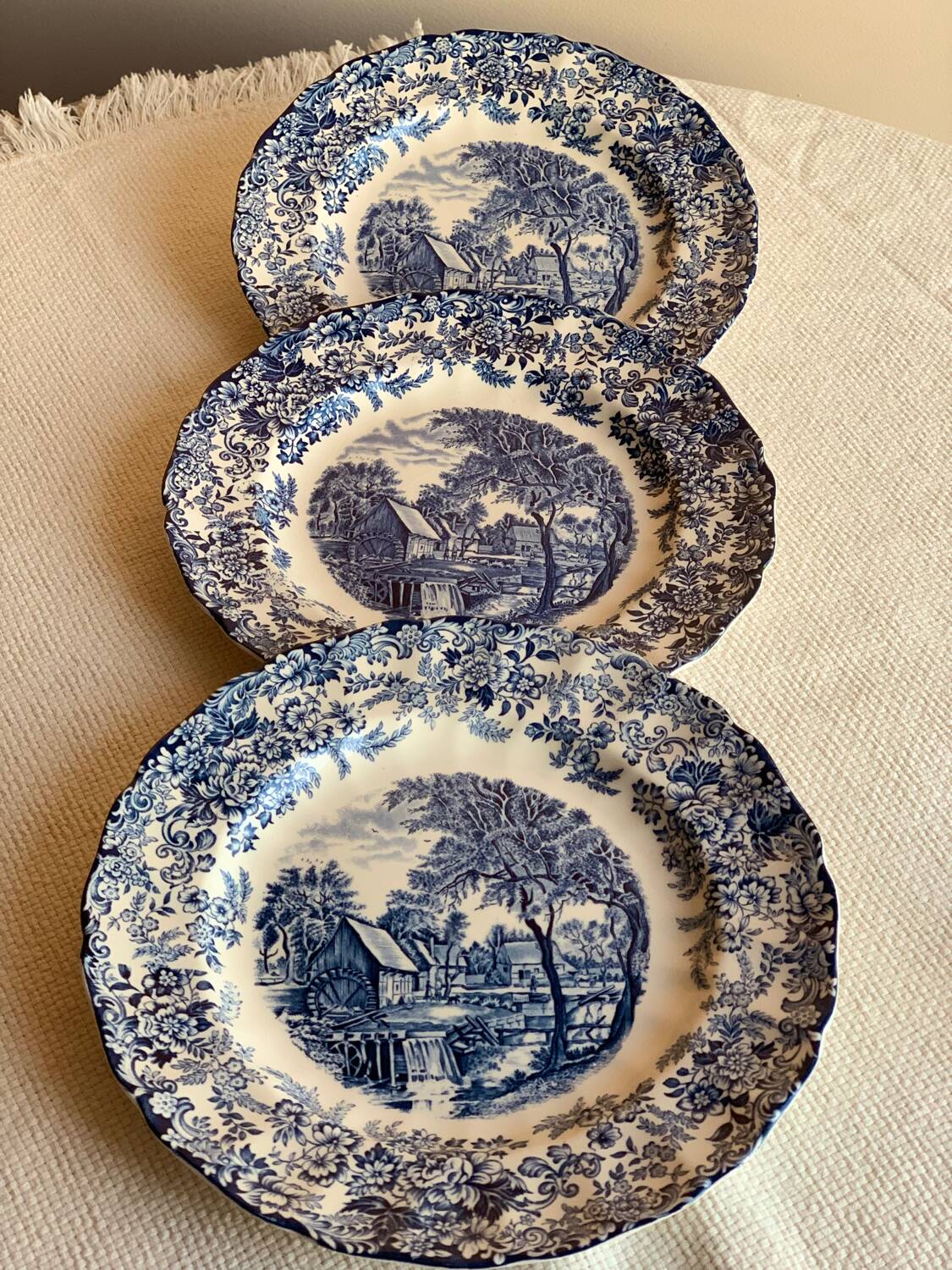 Set of 3 old Johnson Bros iron earth plates
