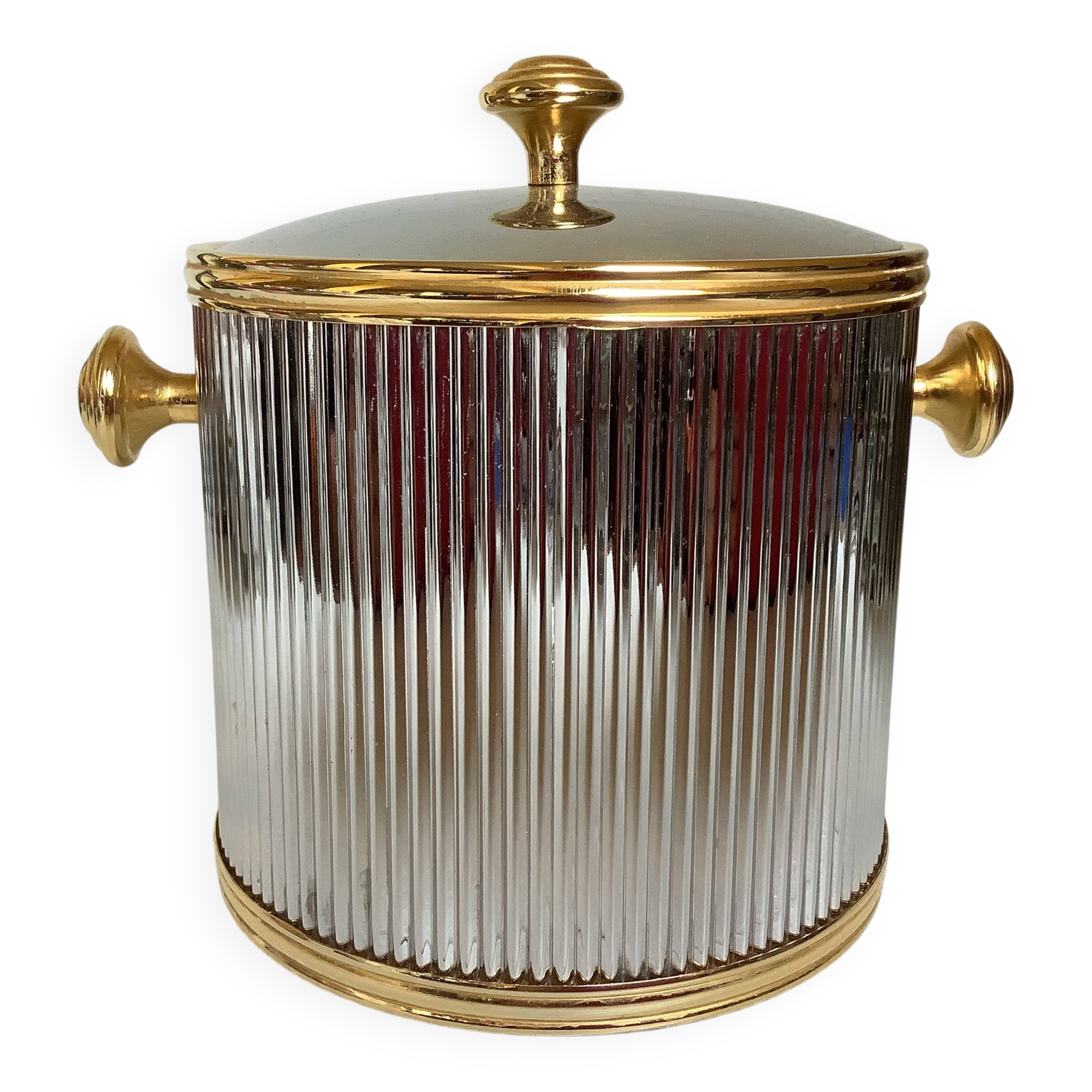 Silver and gold ice bucket Hollywood Regency