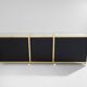 Brass sideboard with mirror and plexiglass legs by Michel Pigneres, 1970