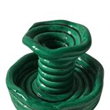Bougeoir en terre vernissée de Vallauris vert turquoise 1950