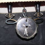 Art deco crystal bronze wall light with its Jules Leleu lampshade, rare model