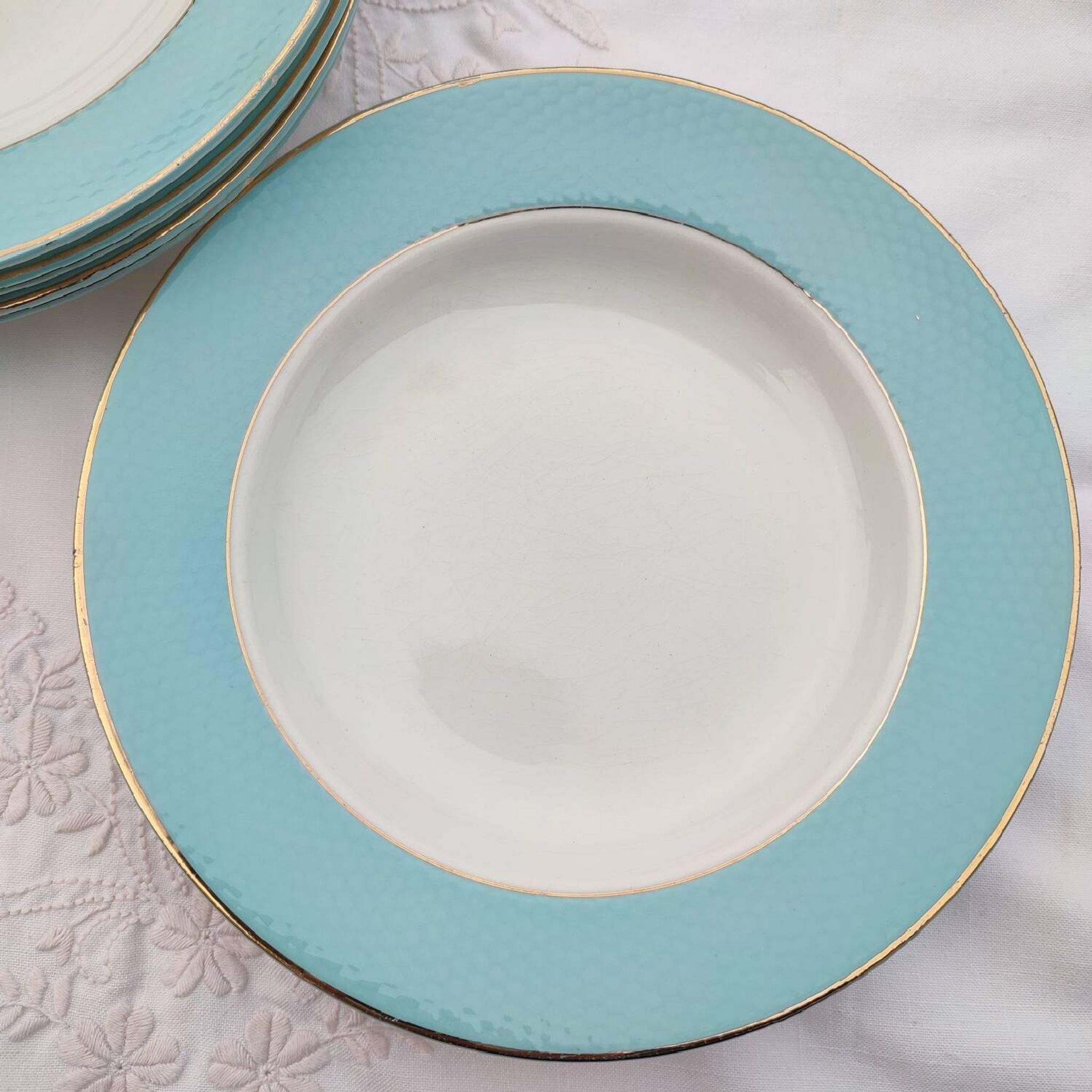Set of 6 deep plates l'Amandinoise model Poreylor
