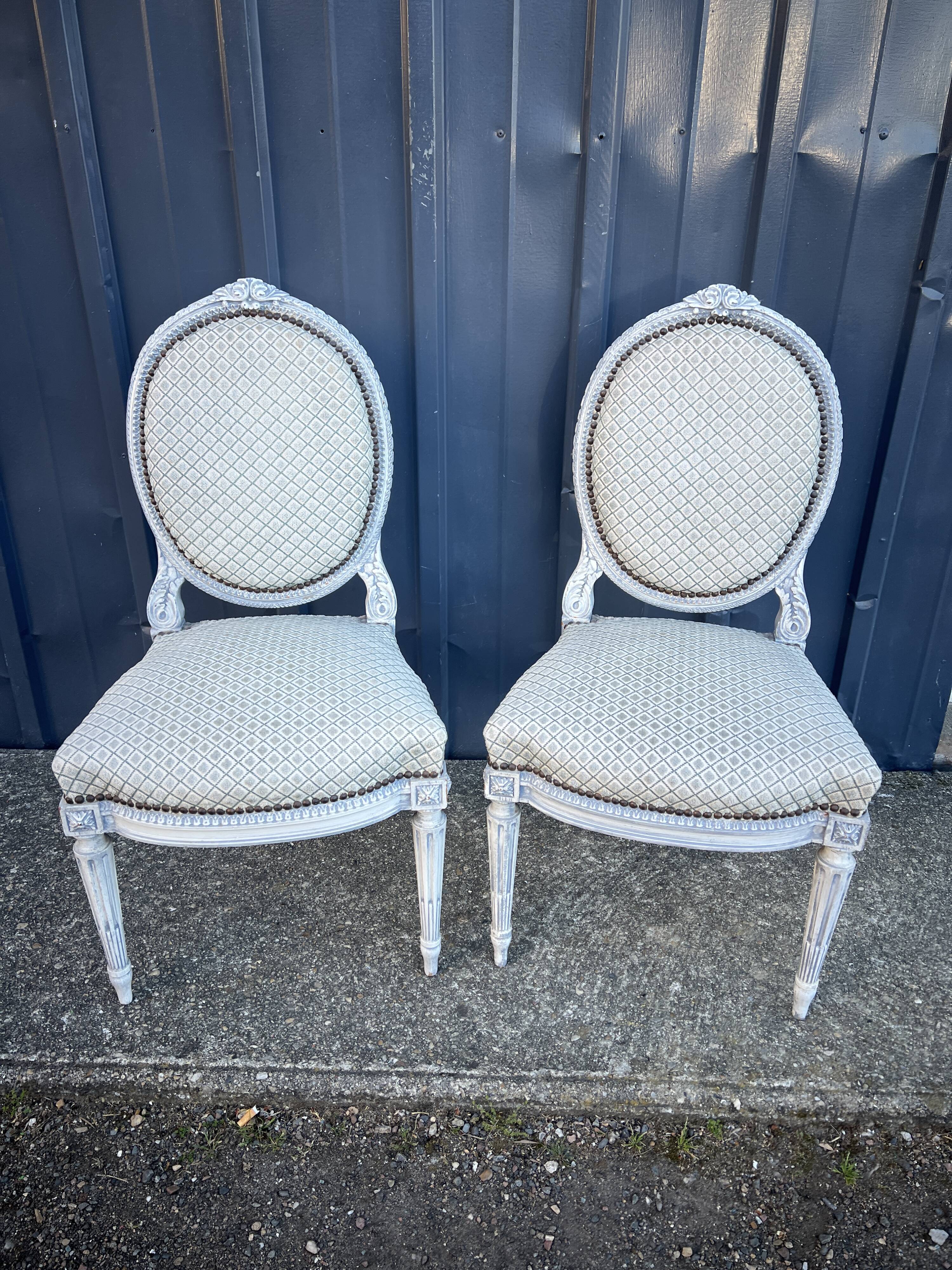 Pair of lacquered Louis XVI style chairs