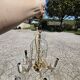 Antique chandelier with glass and crystal pendants, 5 lights, Venetian style.