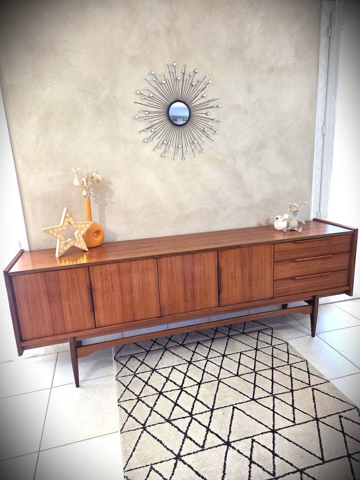 Low teak sideboard Scandinavian design