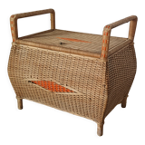 Coffre de rangement en osier vintage