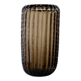 Vintage Murano glass vase from the 1990s by Paolo Crepax, large heavy amber glass vase with bubble design.