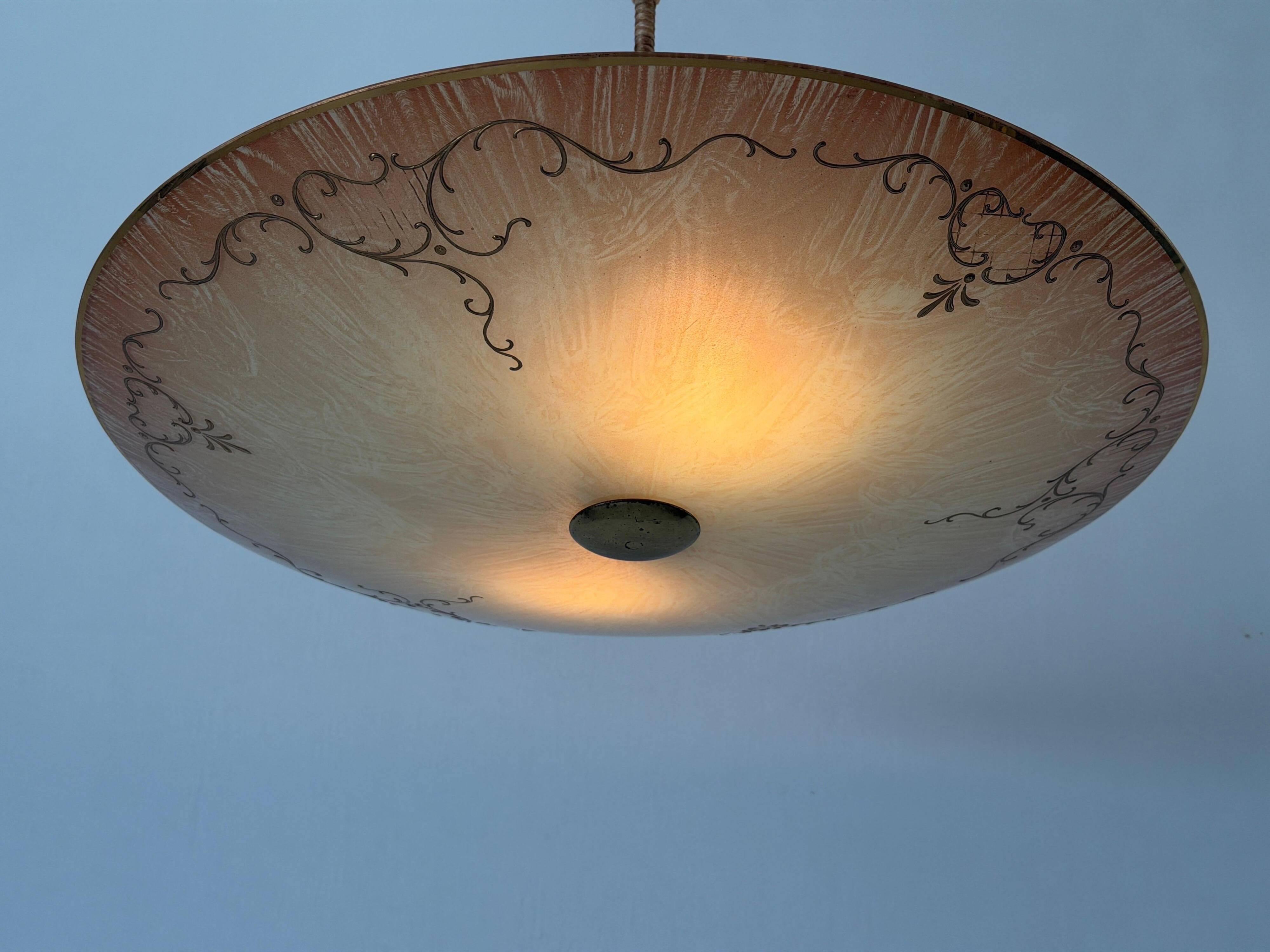 Art Deco ceiling light in pink gilded glass, 1940s, Germany