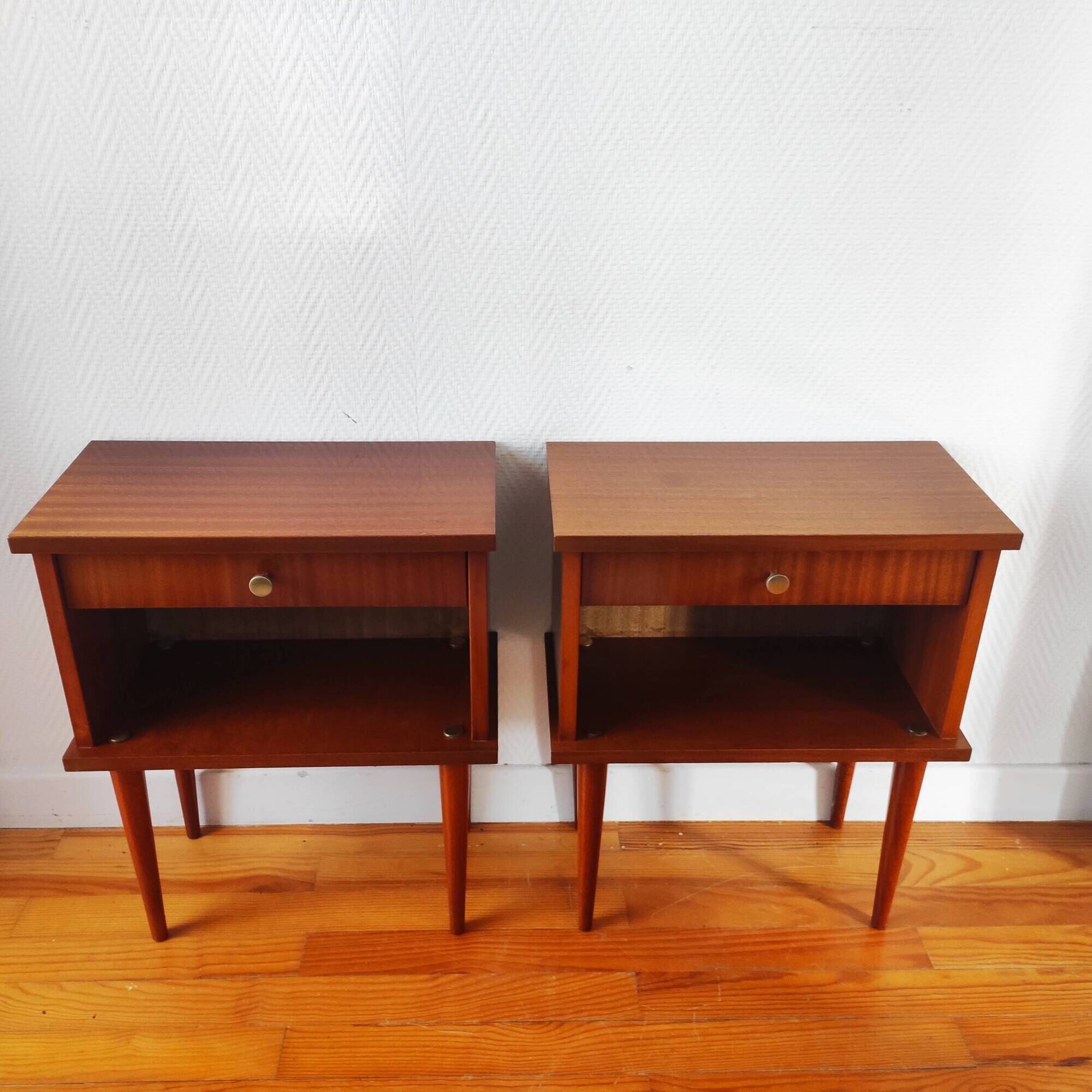Paire de tables de chevet vintage 1960 inspiration scandinave