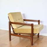 Fauteuil Vintage en Velours Olive, Années 70