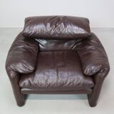 Paire de fauteuils en cuir Maralunga de Vico Magistretti pour Cassina, 1974