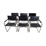 6 Bauhaus armchairs steel and leather / design