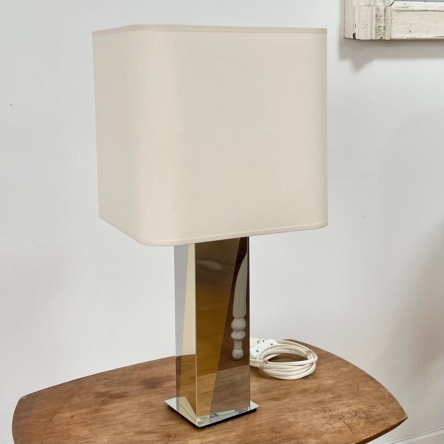 Chrome and gold metal lamp