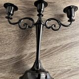 3-light chandelier in varnished black metal