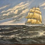 Marine board boat at sea
