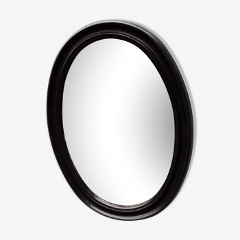 Miroir ovale en bois noir 65 x48 cm