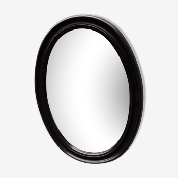 Oval mirror in black wood 65 x48 cm