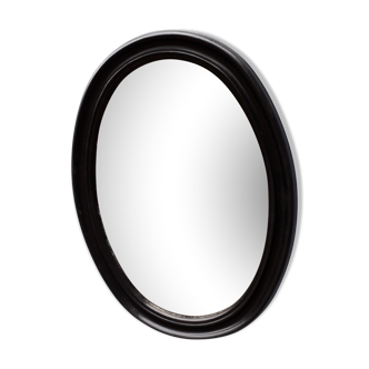 Oval mirror in black wood 65 x48 cm