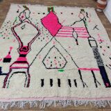 Handmade wool Berber rug 266 x 242 cm