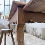 Table de ferme merisier pieds galbés XIXème