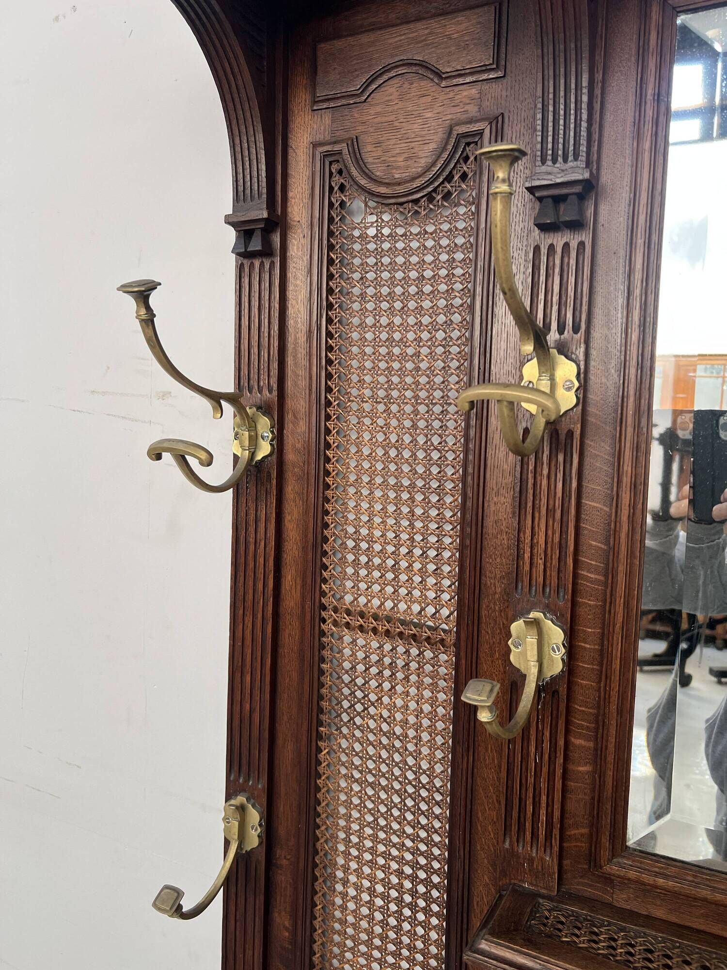 Console coat rack in Louis XVI style with bronze panthers, 20th century.