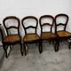 Lot de 4 chaises en cannage et bois Louis Philippe