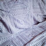 Knitted white cotton bedspread