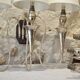 Pair of 3-arm wall lights in silver metal, 1940-1950