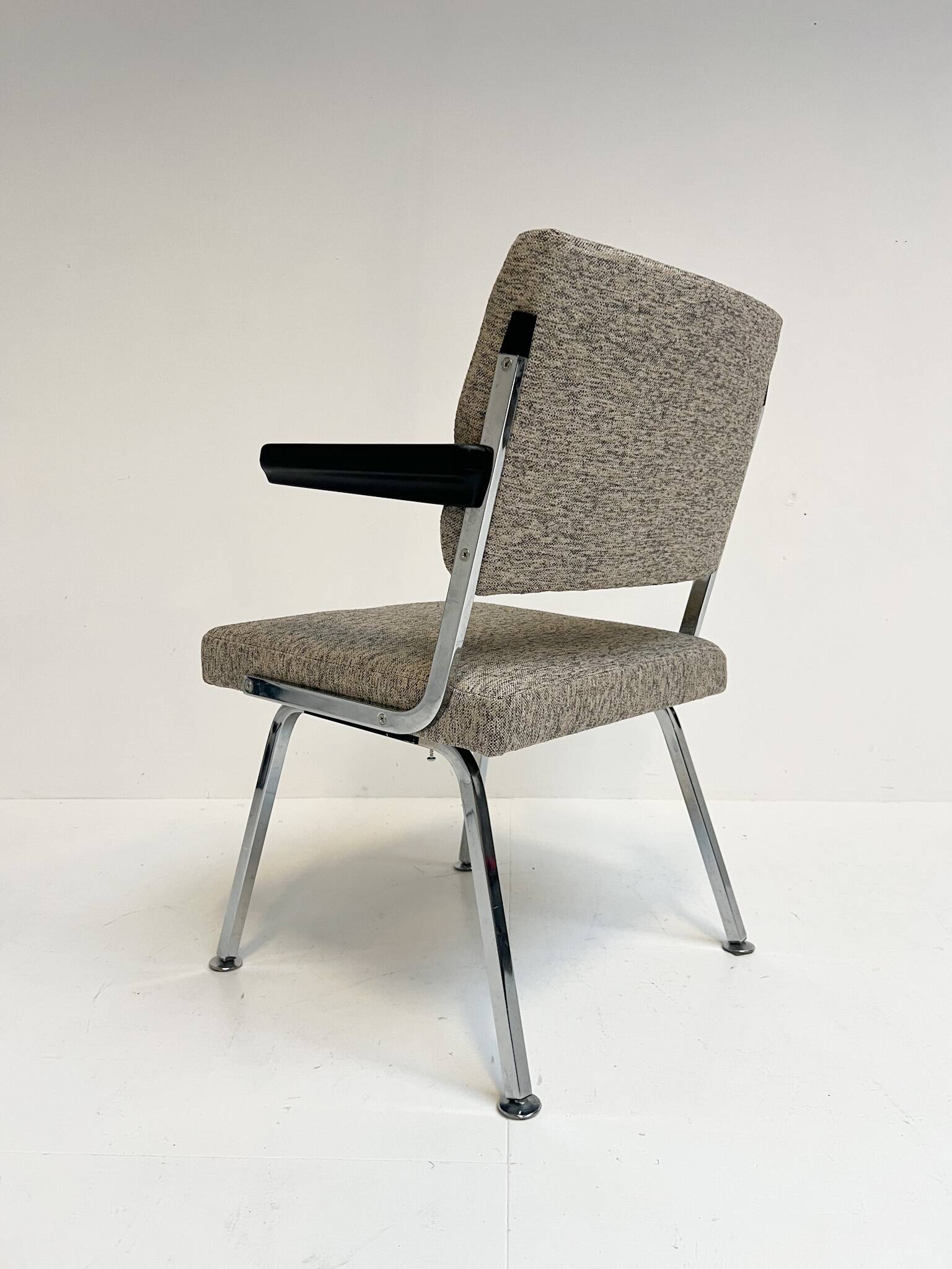 Gray upholstered designer armchair attributed to Gispen, 1960s
