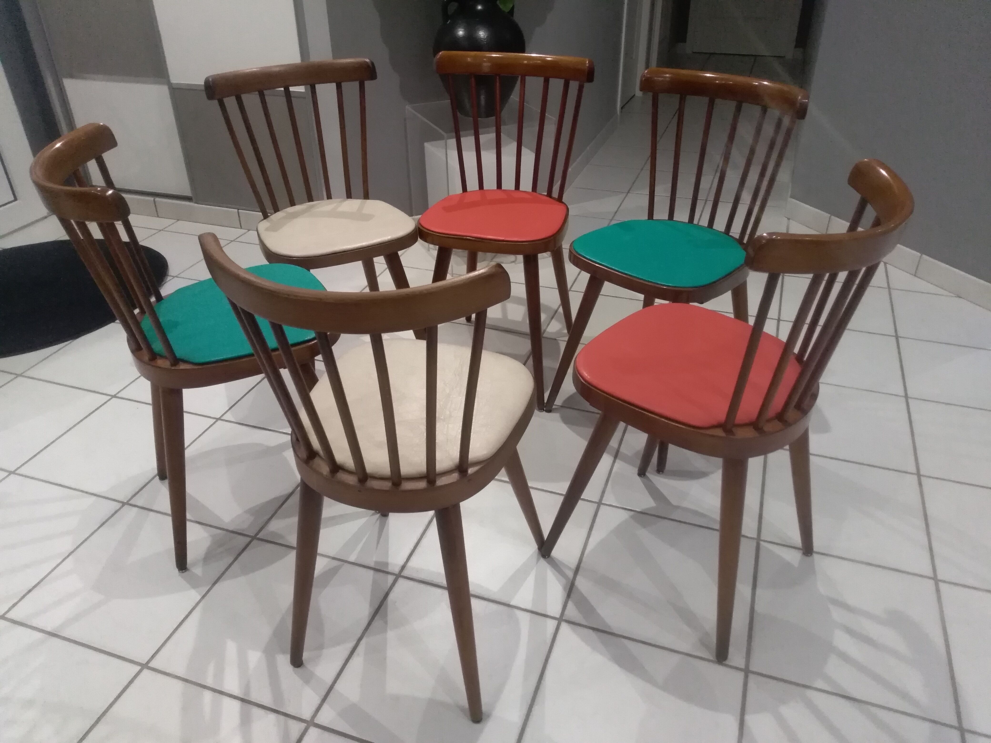 Suite of 6 chairs by bistrot baumann model 740v 1960s