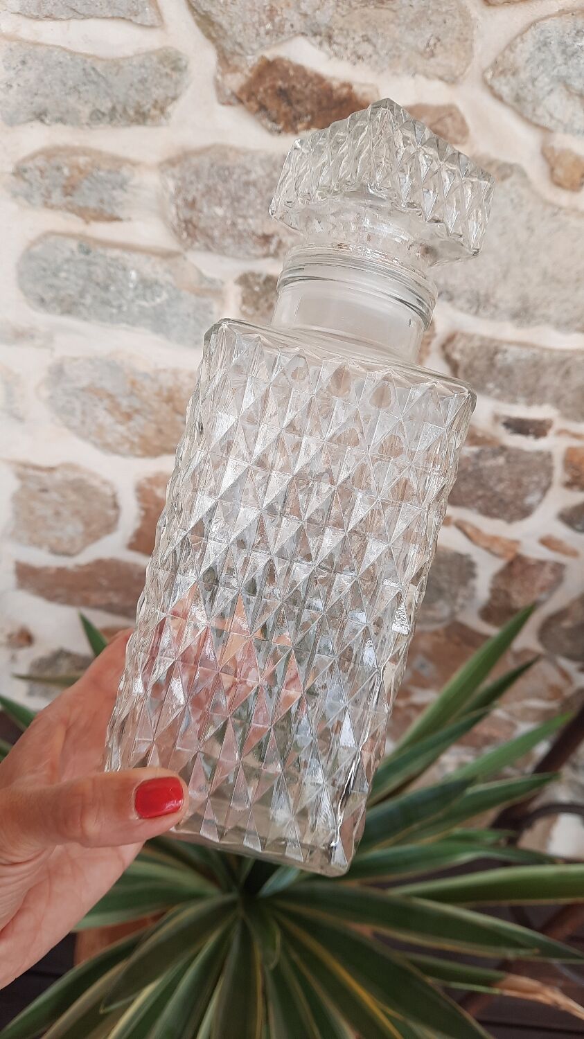 Carved glass decanter