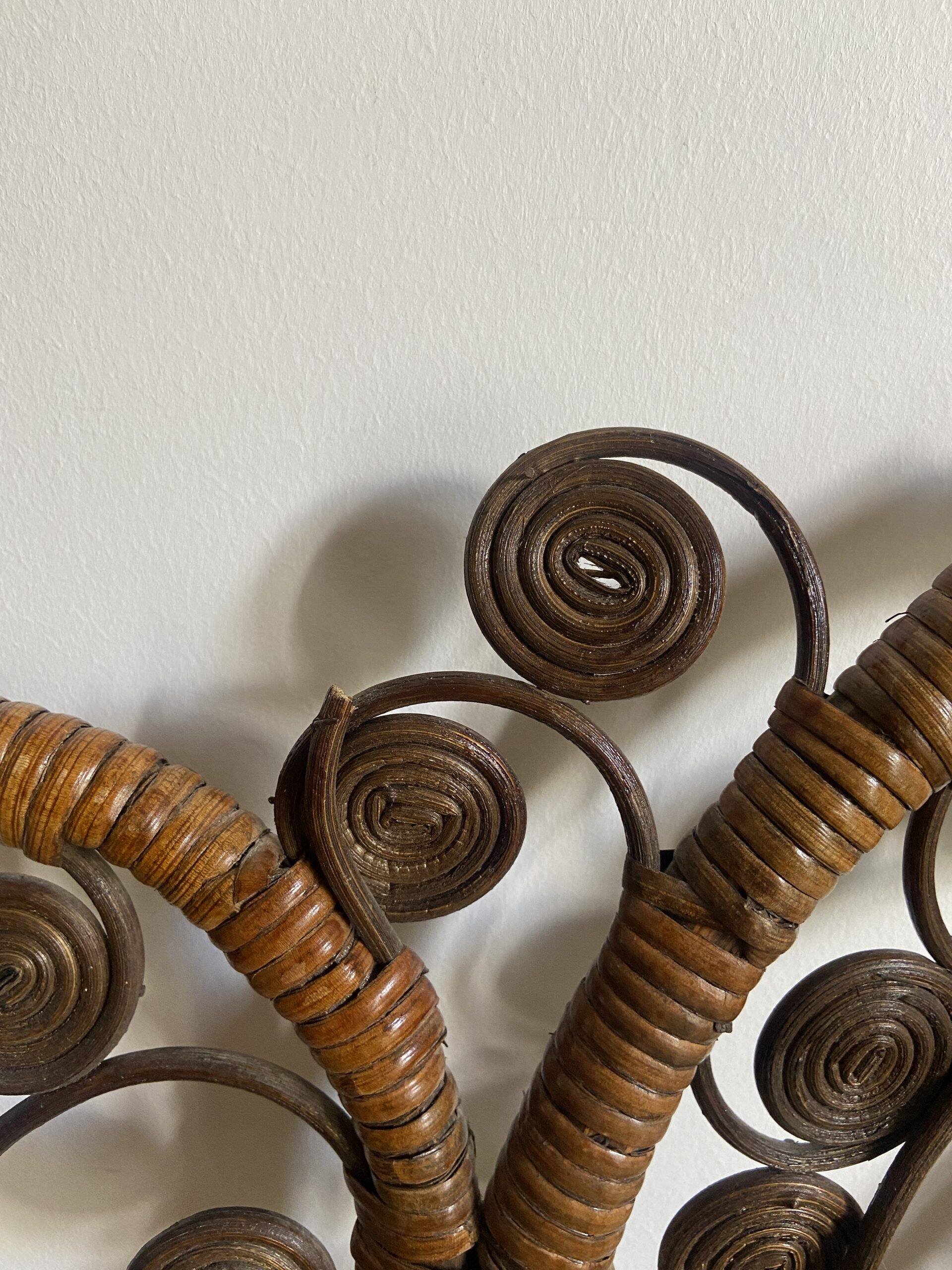 Vintage peacock rattan headboard (150cm)