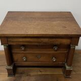 19th century Empire style walnut chest of drawers. It opens with 3 drawers in