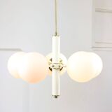 Mid-century Modern Italian Brass and Opaline Sputnik Chandelier