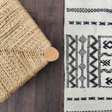 Moroccan carpet kilim white and black, 240x150 cm