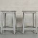 Paire de tabouret de peintre blanc vintage bois