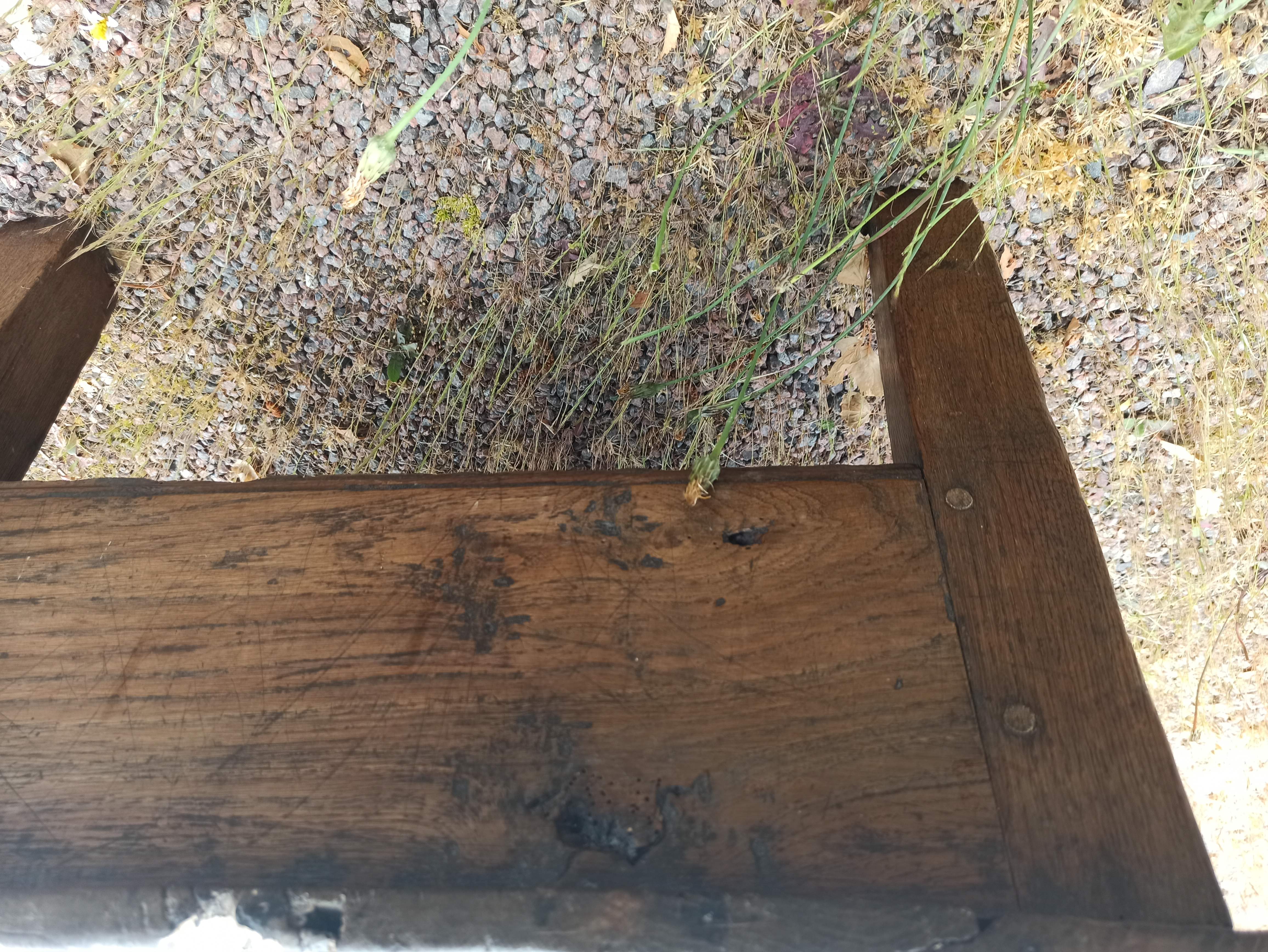 Rustic solid oak coffee table farmhouse initials J C