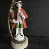 Antique porcelain marquis figurine lamp, 1940