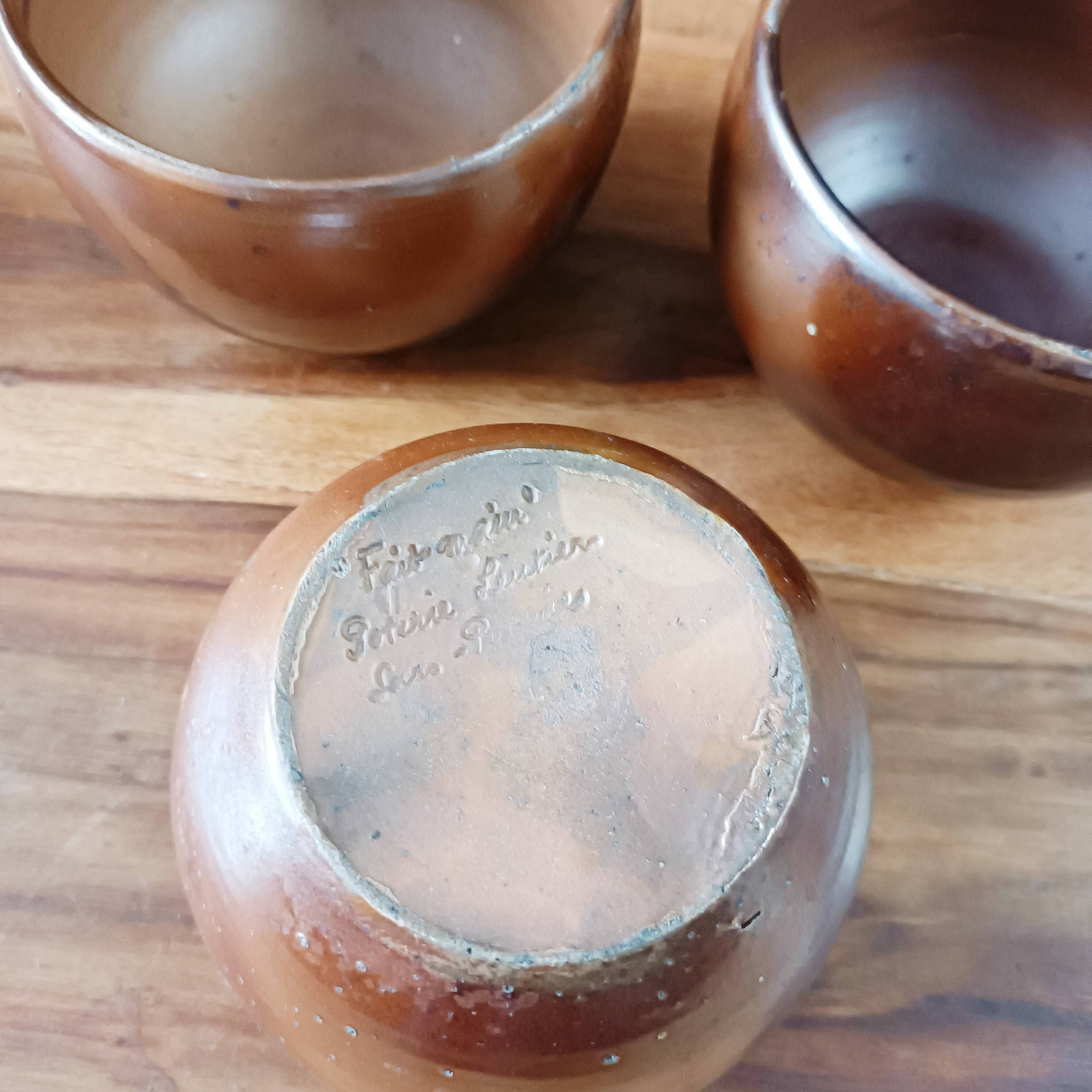 Set of 3 Sars pottery stoneware bowls, Lentier