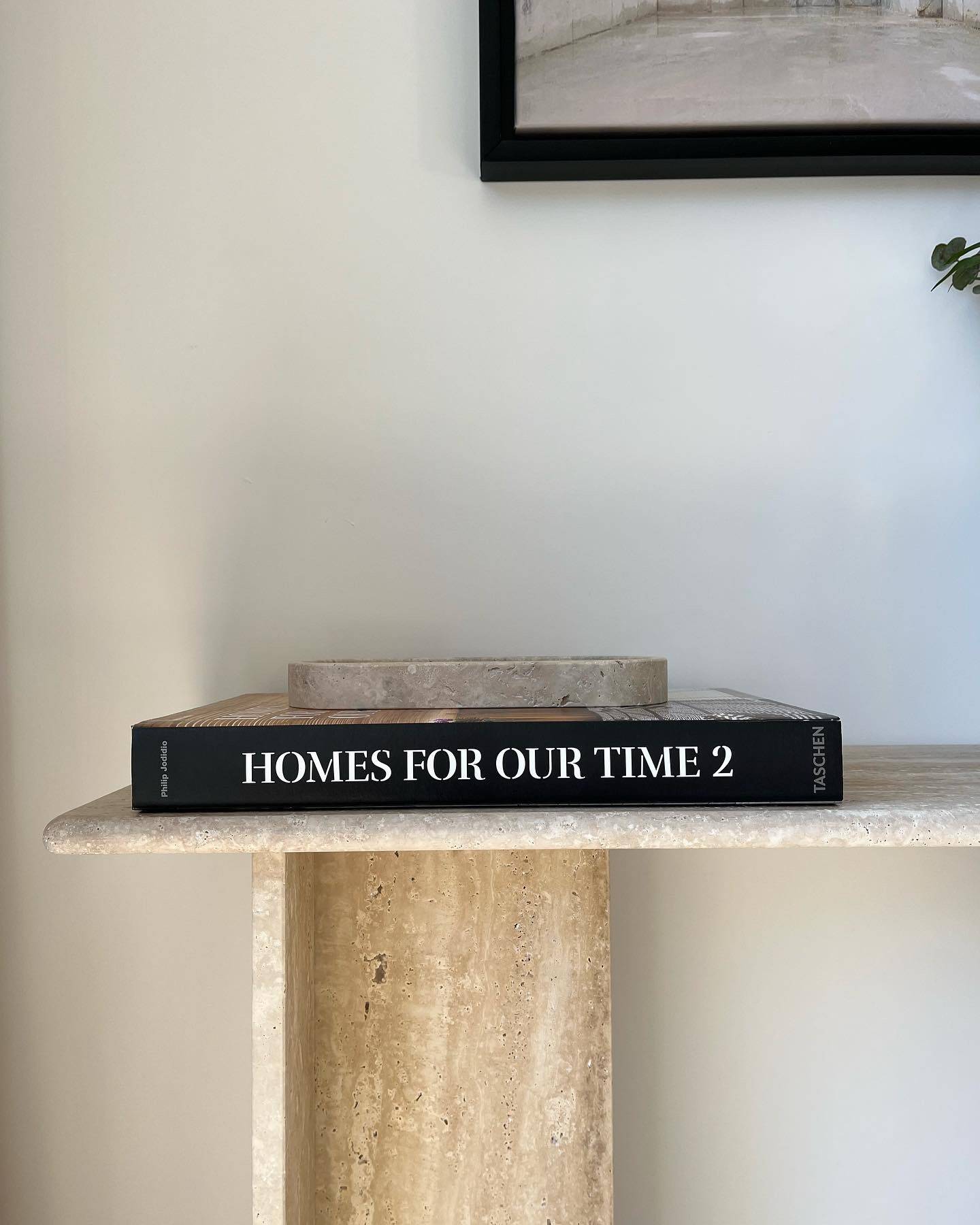 Polished travertine console vintage style design raw travertine console