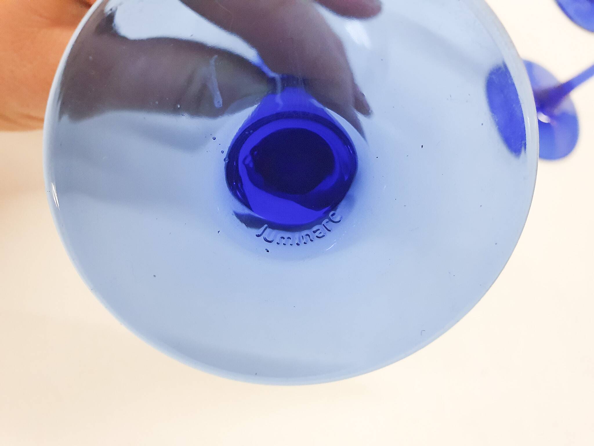 Set of 5 vintage blue wine glasses by Luminarc, France 1960's