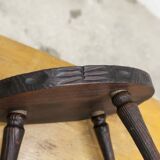Low brutalist solid wood stool 1950