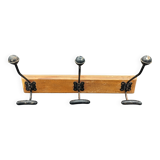Triple coat rack in metal and wood, 1930-1950