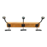 Triple coat rack in metal and wood, 1930-1950