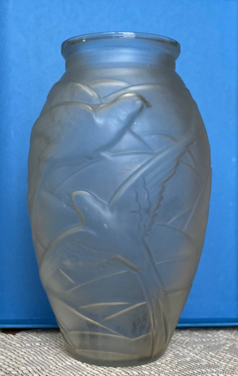 Art Nouveau frosted glass vase