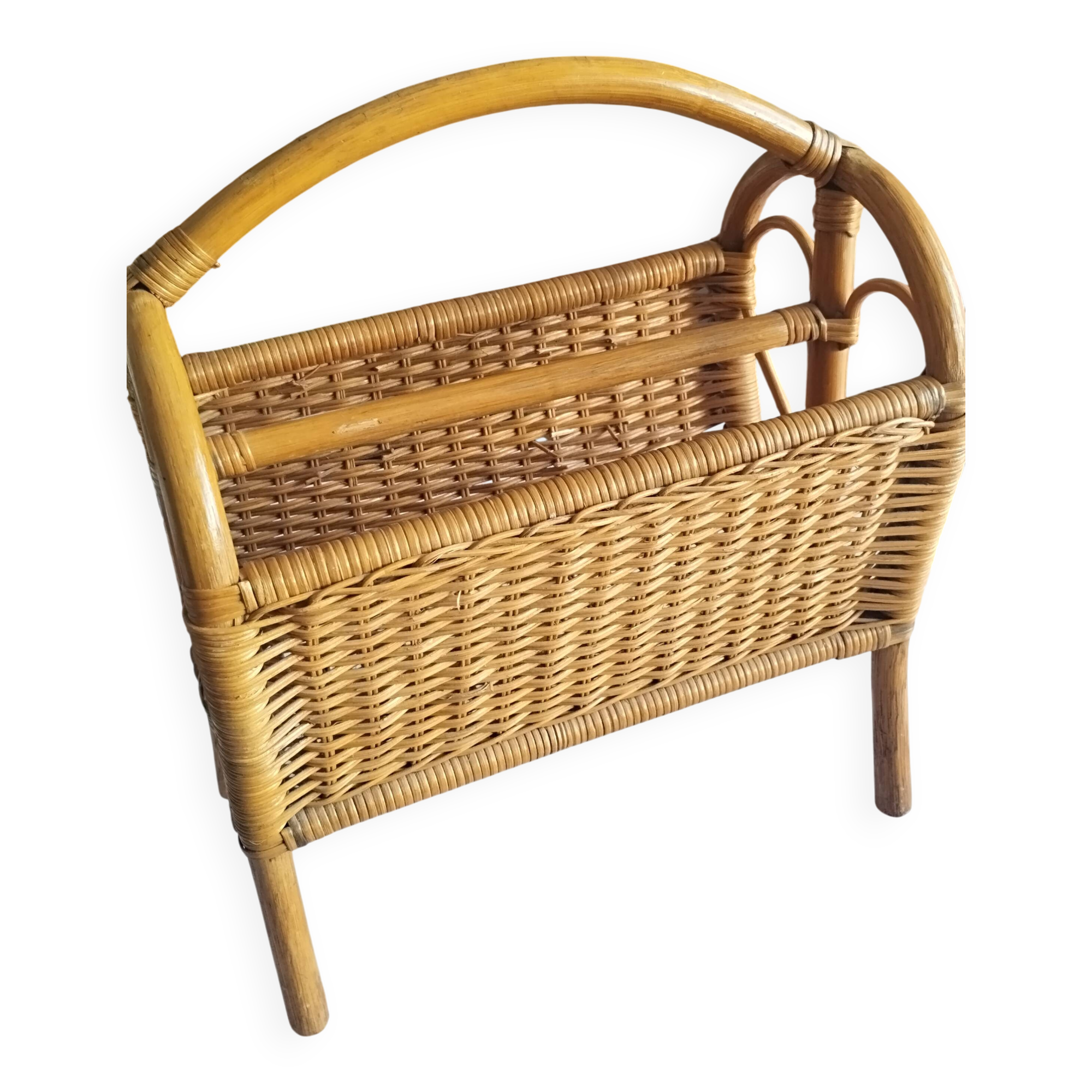 Rattan magazine rack
