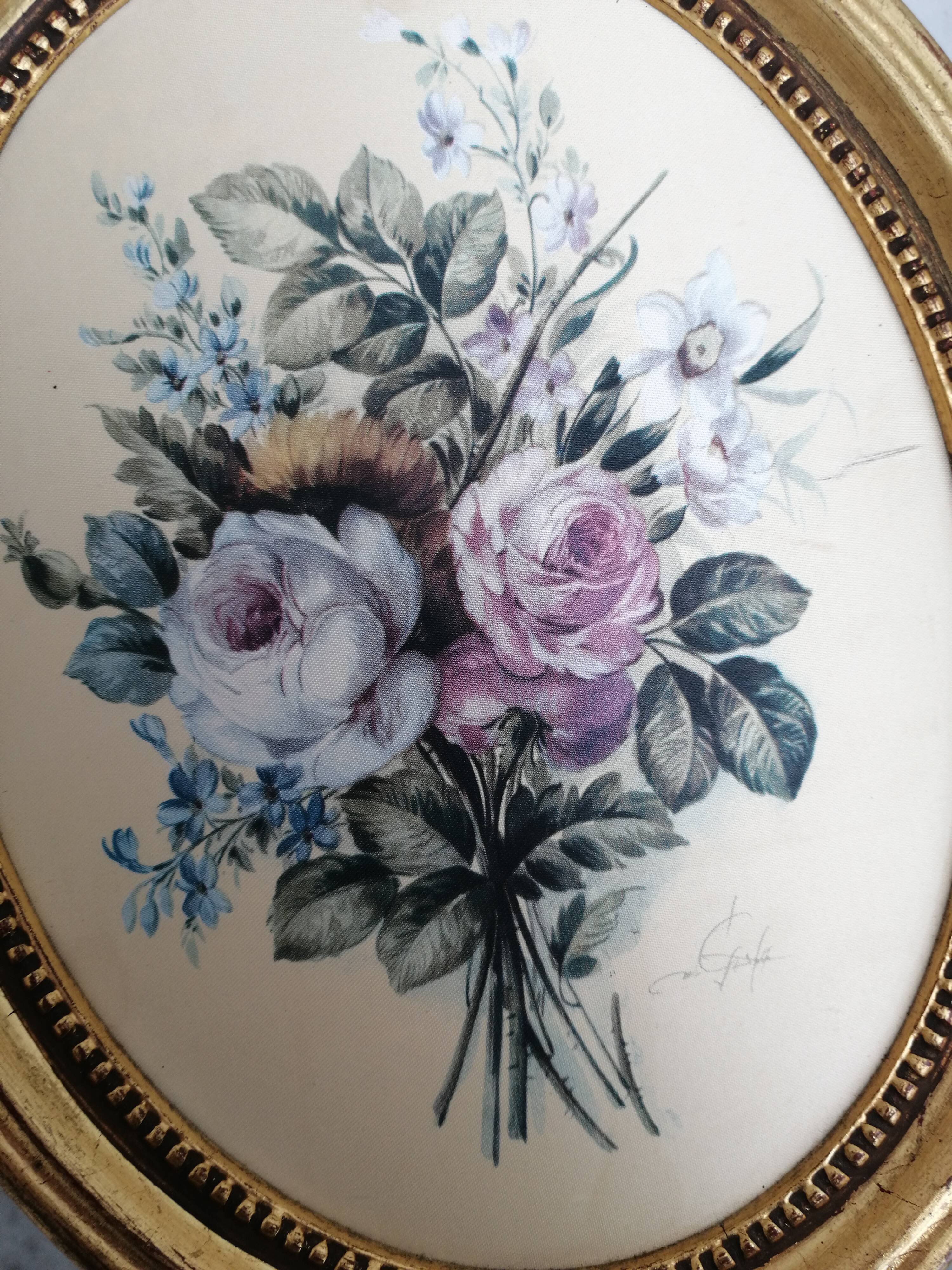 Medallion gilded wood signed paint